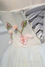 Cute Tulle Short Formal Prom Dress with Lace, A-Line Homecoming Party Dress