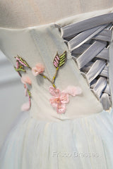 Cute Tulle Short Formal Prom Dress with Lace, A-Line Homecoming Party Dress