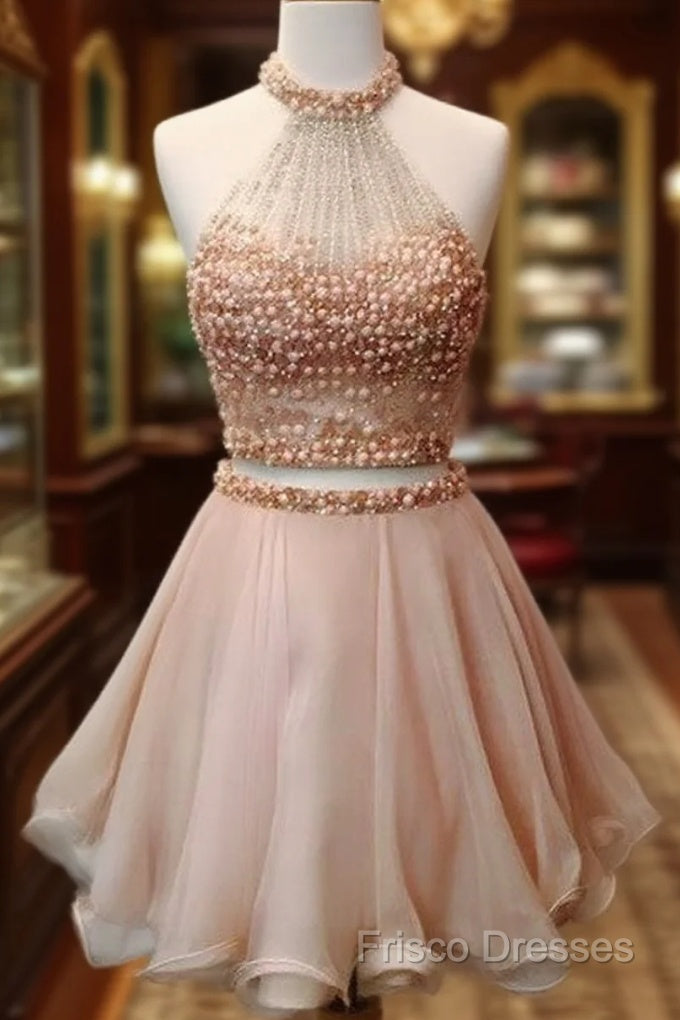 Cute Two Pieces Short Formal Prom Dress, Cute Homecoming Dress Main image