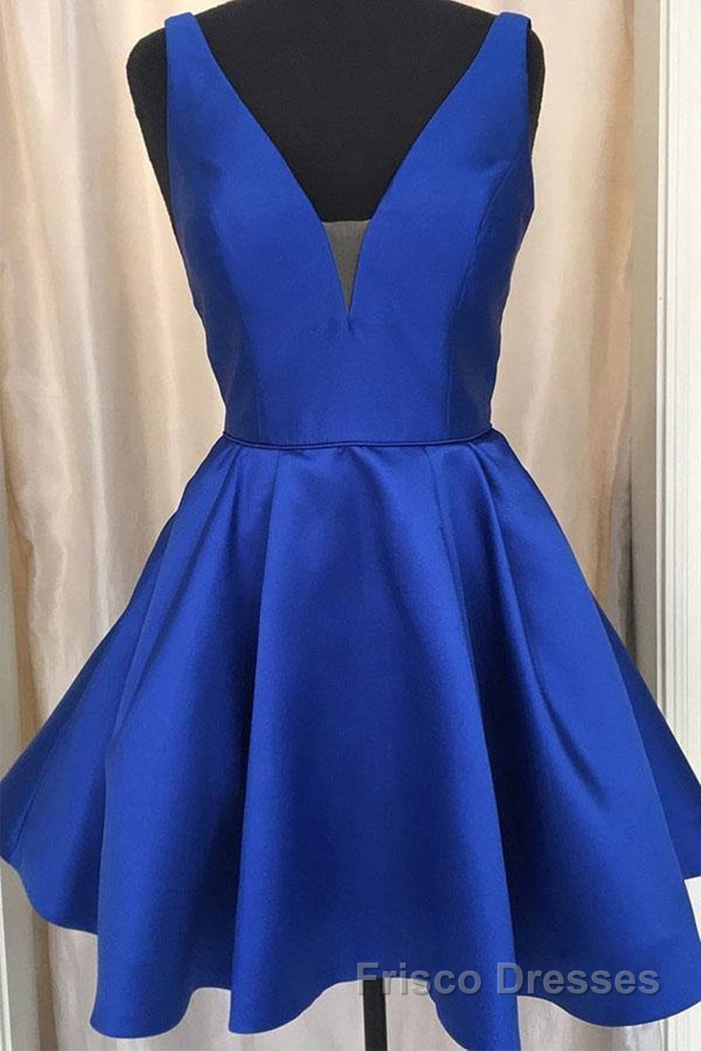 Cute V Neck Satin Short Formal Prom Dresses, V Neck Homecoming Dresses, Formal Evening Dresses