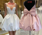 Cute V-Neck Short Party Cocktail Dress with Bow