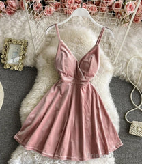 Cute Velvet Short Dress A Line Mini Dress Homecoming Dresses