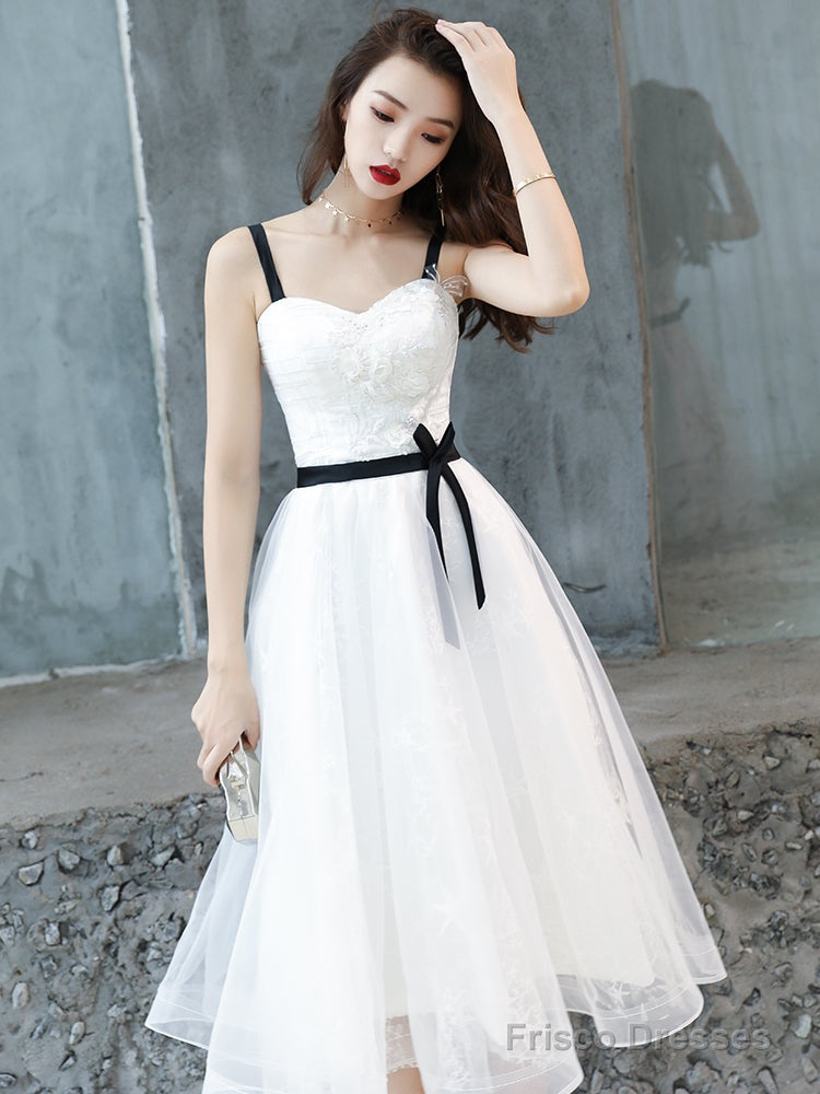 Cute White Short Homecoming Dress Party Dress, Tulle With Lace Graduation Dresses Main image