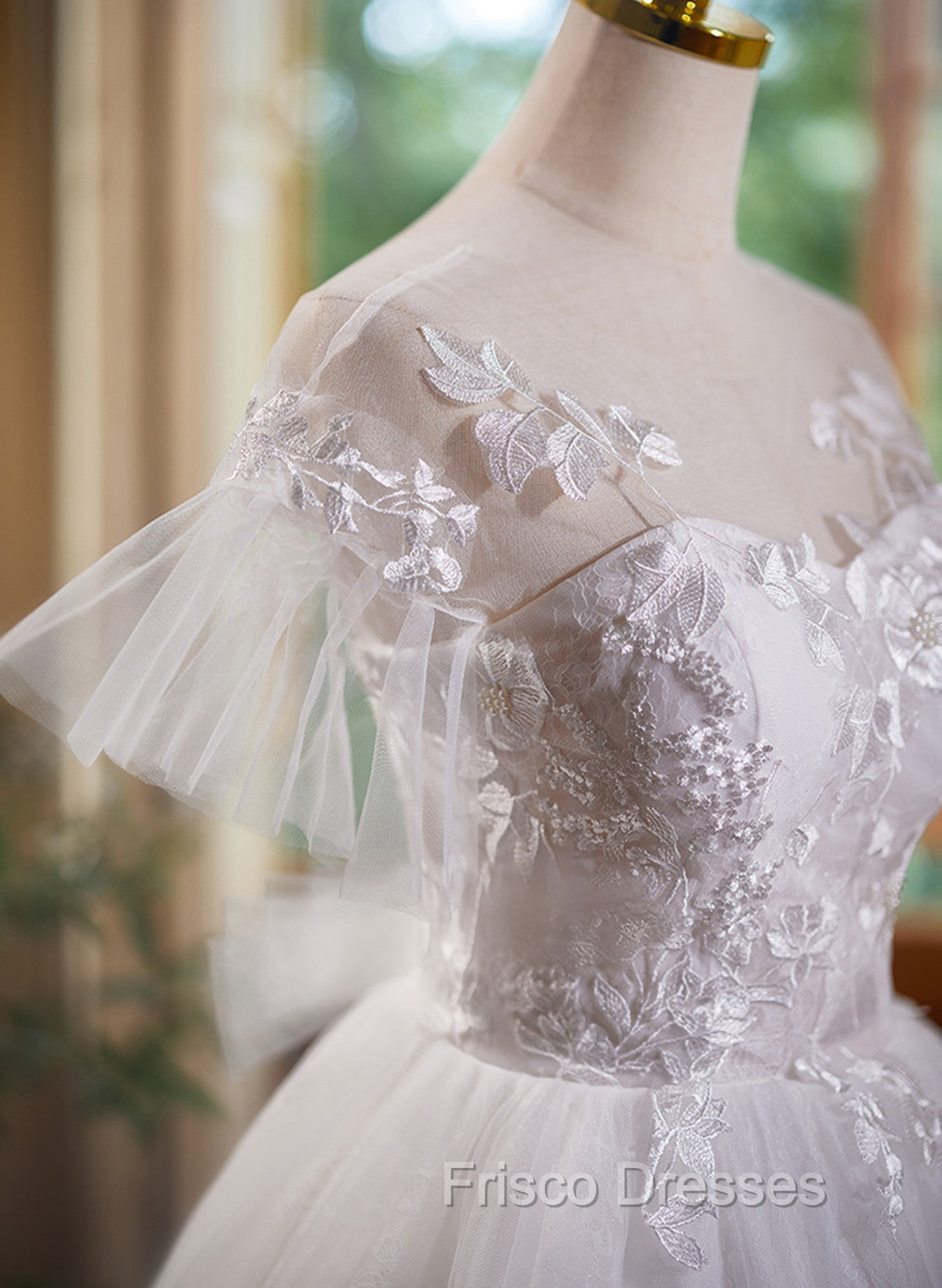 Cute White Tulle with Lace Short Party Dress, White Graduation Dress Secondary image