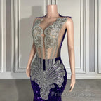 Sequined Sleeveless Mermaid Formal Prom Dresses with Beadings