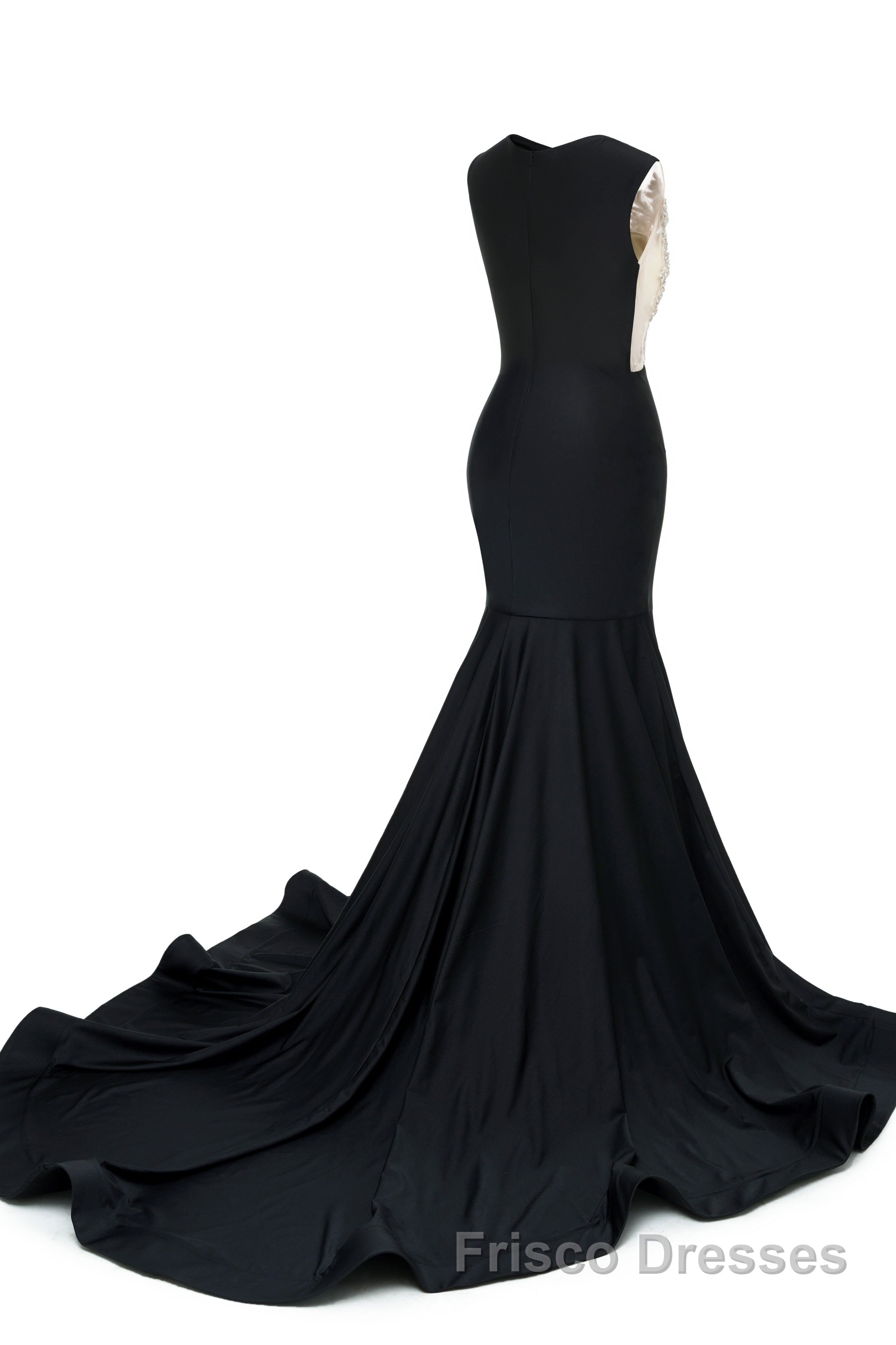 Portrait Trumpet Sweep Train Sleeveless Beading Evening Dresses Secondary image