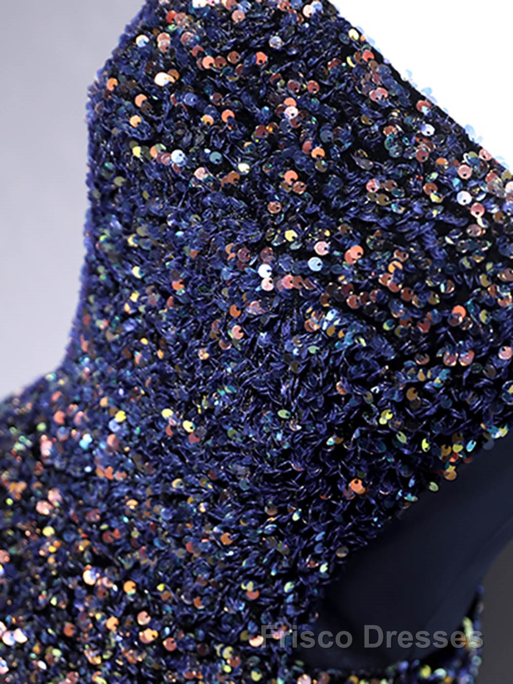 Dark Blue A-Line Sequin Lace Short Formal Prom Dresses, Cute Blue Homecoming Dresses