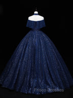 Dark Blue Long Formal Prom Dress, Blue Tulle Formal Gown Graduation Dress
