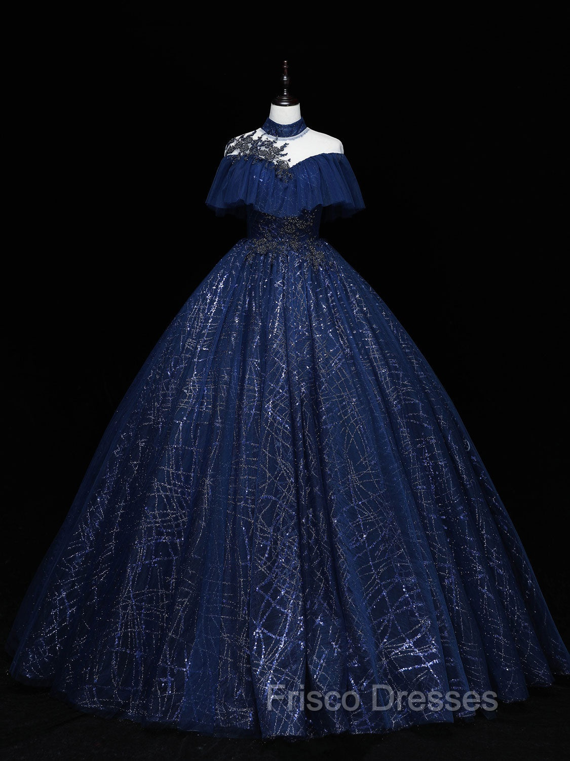 Dark Blue Long Formal Prom Dress, Blue Tulle Formal Gown Graduation Dress Secondary image