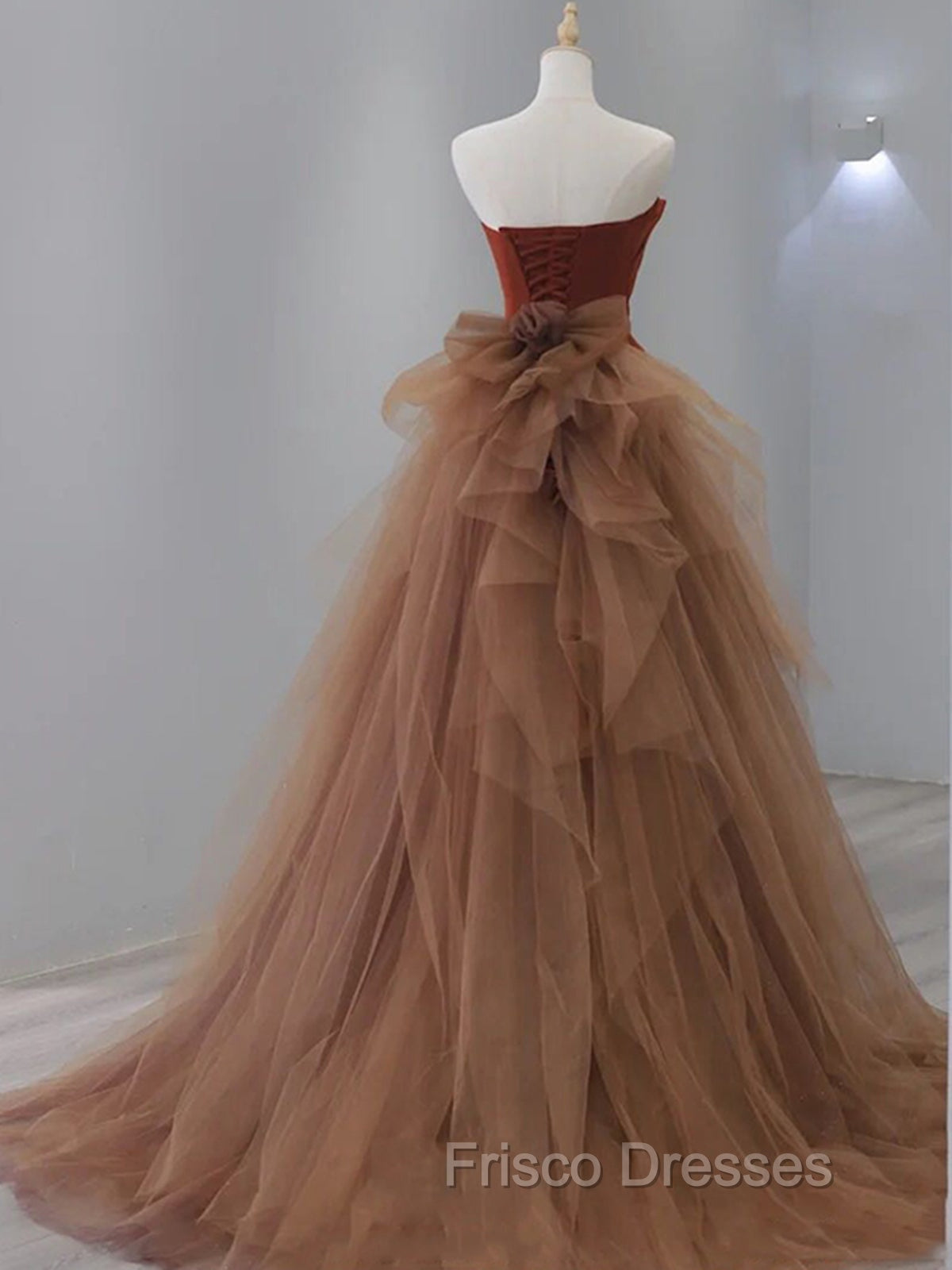 Dark Coffee Long Formal Prom Dress, Dark Coffee Long Formal Graduation Dress Secondary image