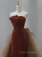Dark Coffee Long Formal Prom Dress, Dark Coffee Long Formal Graduation Dress