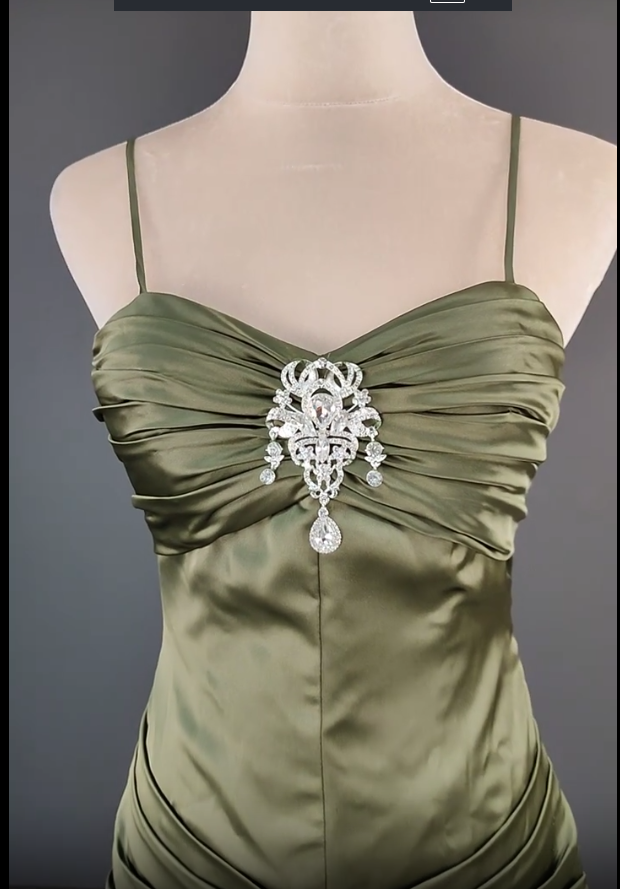 Elegant Spaghetti Strap Mermaid Satin Dark Green Long Prom Dress Gorgeous Evening Dress