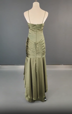 Elegant Spaghetti Strap Mermaid Satin Dark Green Long Prom Dress Gorgeous Evening Dress