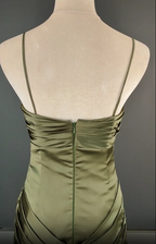 Elegant Spaghetti Strap Mermaid Satin Dark Green Long Prom Dress Gorgeous Evening Dress