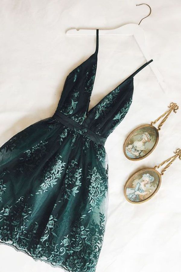 Dark Green Homecoming Dress, Short Hoco Dress Secondary image