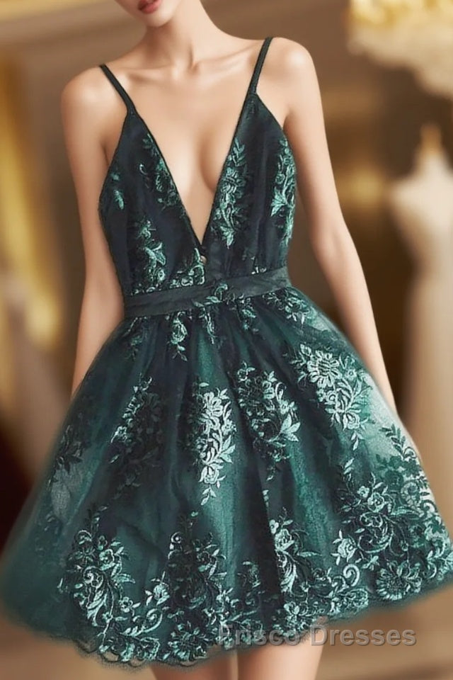Dark Green Homecoming Dress,Short Hoco Dress Main image