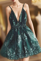 Dark Green Homecoming Dress,Short Hoco Dress