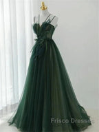 Dark Green Long Beaded A-Line Evening Dress Party Dress Formal Prom Dress Formal Dress December Wedding Guest Dress