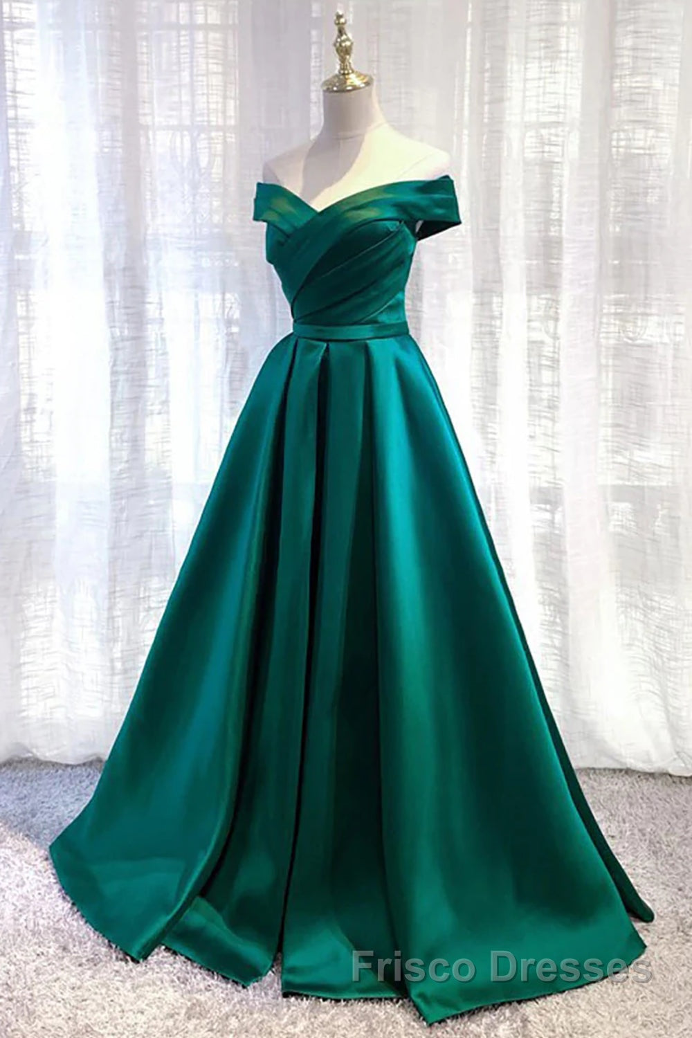 Dark Green Long Formal Prom Dresses Elegant A Line Off the Shoulder Party Evening Dresses Secondary image