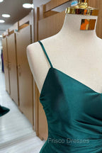 Dark Green Mermaid Satin Long Formal Prom Dress
