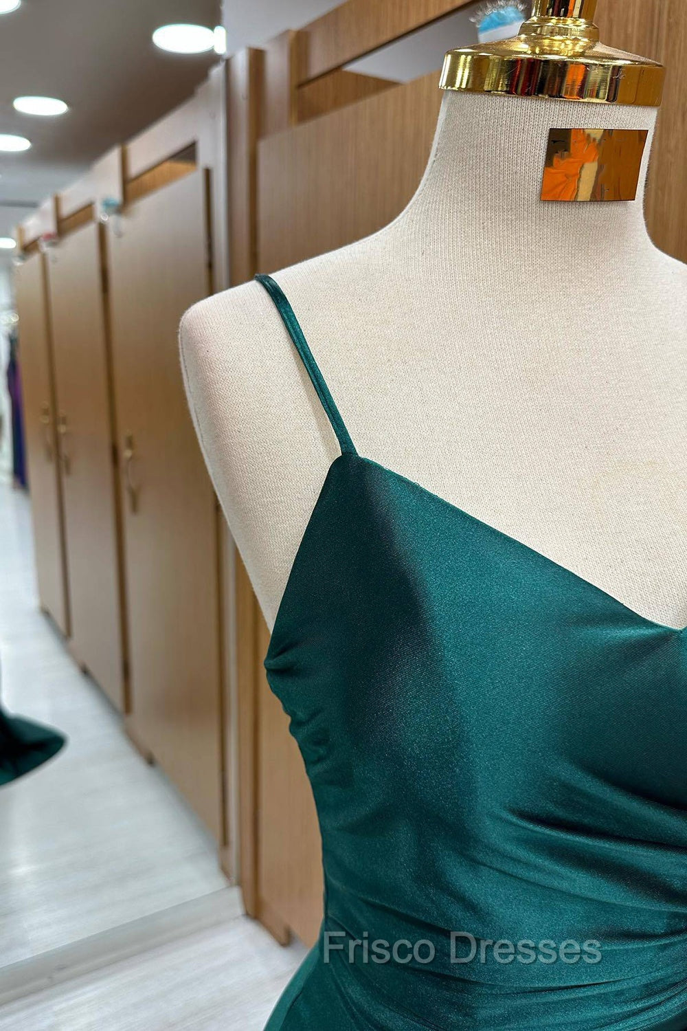 Dark Green Mermaid Satin Long Formal Prom Dress