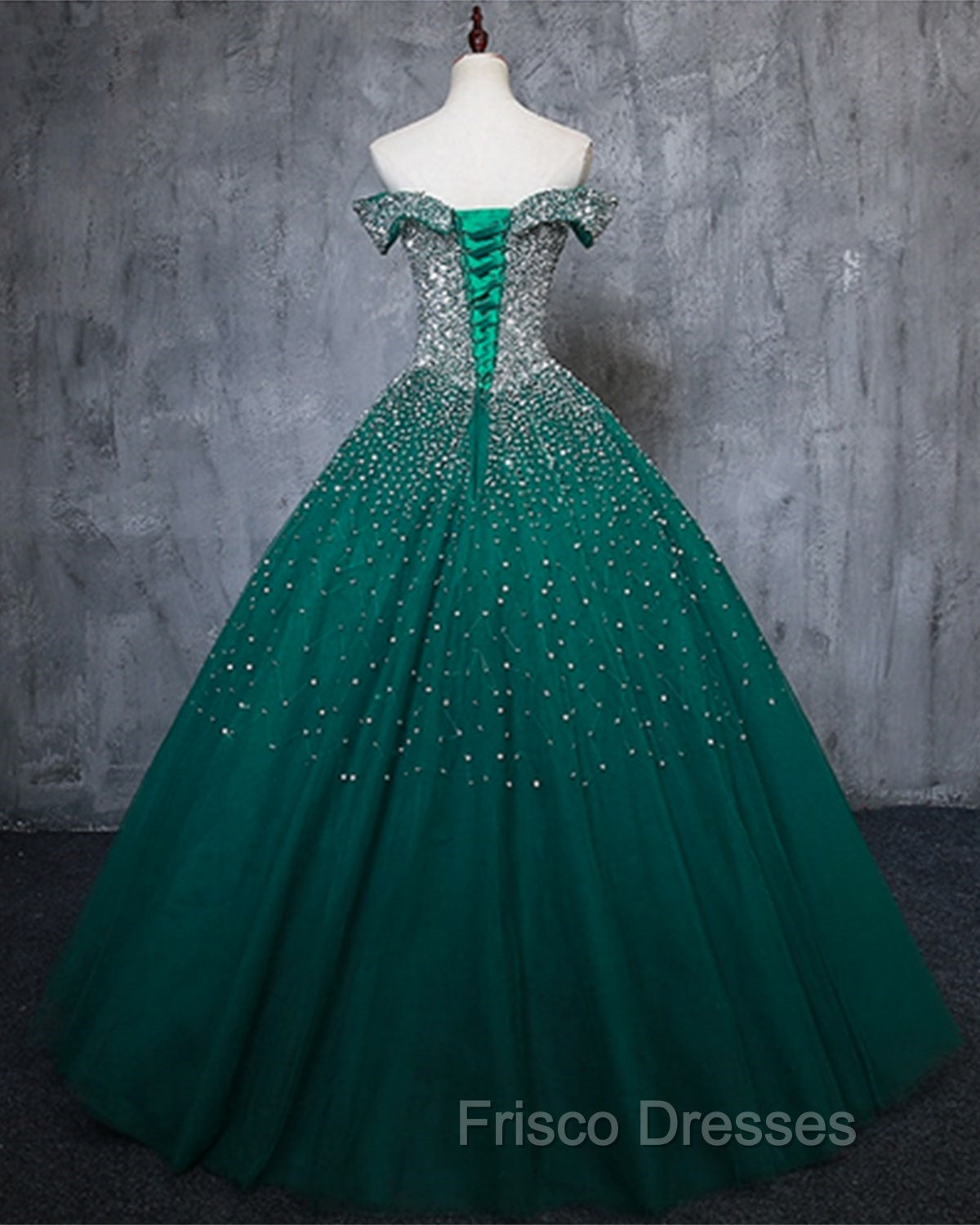 Dark Green Tulle Sweetheart Sparkle Party Dress, Sweet 16 Dress