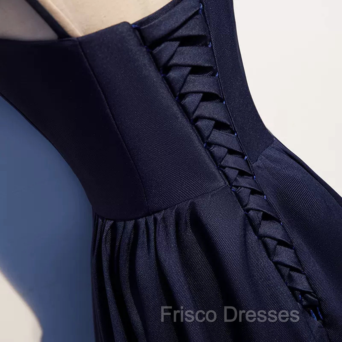 Dark Navy Blue Long Satin Formal Prom Dress, Dark Navy Blue Long Formal Evening Dress