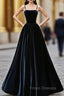 Dark Navy Blue Velvet Long Formal Prom Dress, Dark Navy Blue Velvet Long Formal Evening Dress
