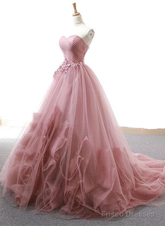 Dark Pink Sweetheart Gorgeous Formal Gown, Pink Tulle Party Dresses, Prom Dresses Main image