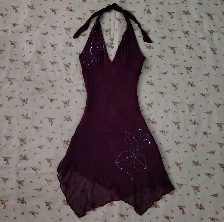 Dark Purple Halter Short Vintage Evening Dress Cocktail Dress Secondary image