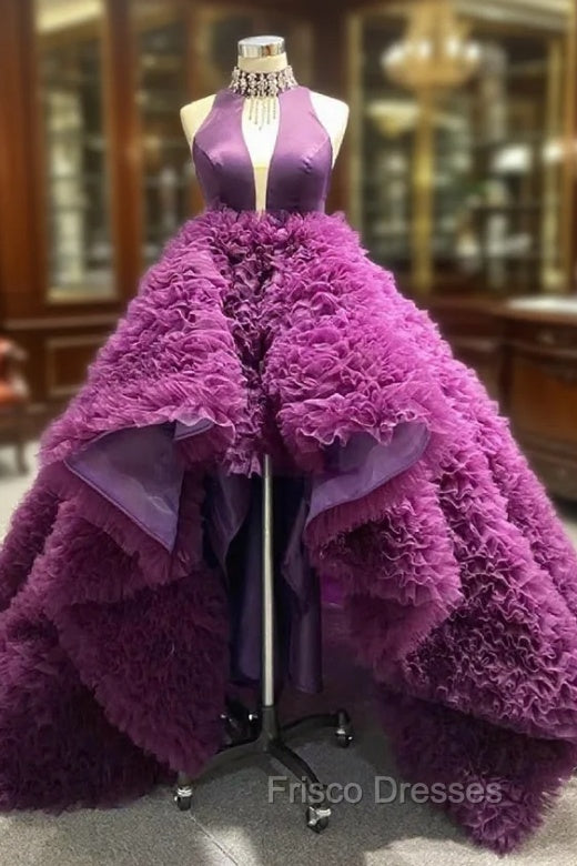 Dark Purple High Neck Crystal Formal Prom Dress Main image