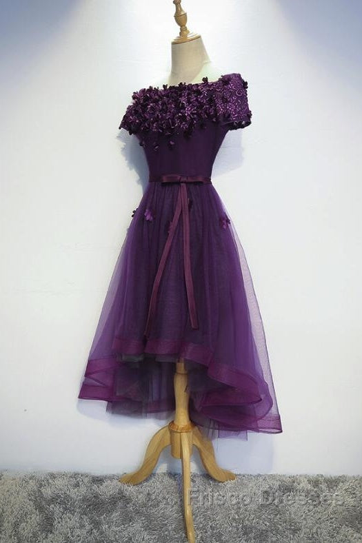 Dark Purple High Low Homecoming Dress, Cute Formal Dress, Formal Prom Dress
