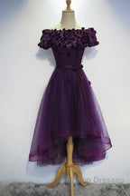 Dark Purple High Low Homecoming Dress, Cute Formal Dress, Formal Prom Dress