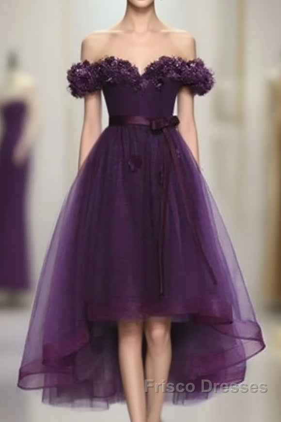 Dark Purple High Low Homecoming Dress, Cute Formal Dress, Formal Prom Dress Main image