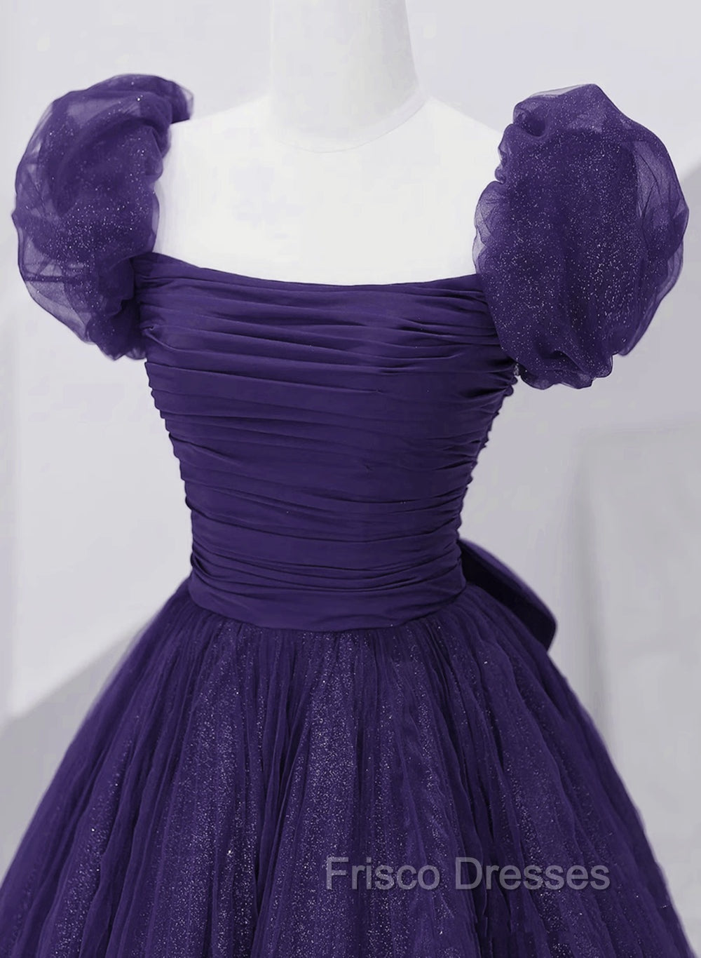 Dark Purple Tulle Scoop A-line Long Formal Dress, Dark Purple Evening Dress Formal Prom Dress