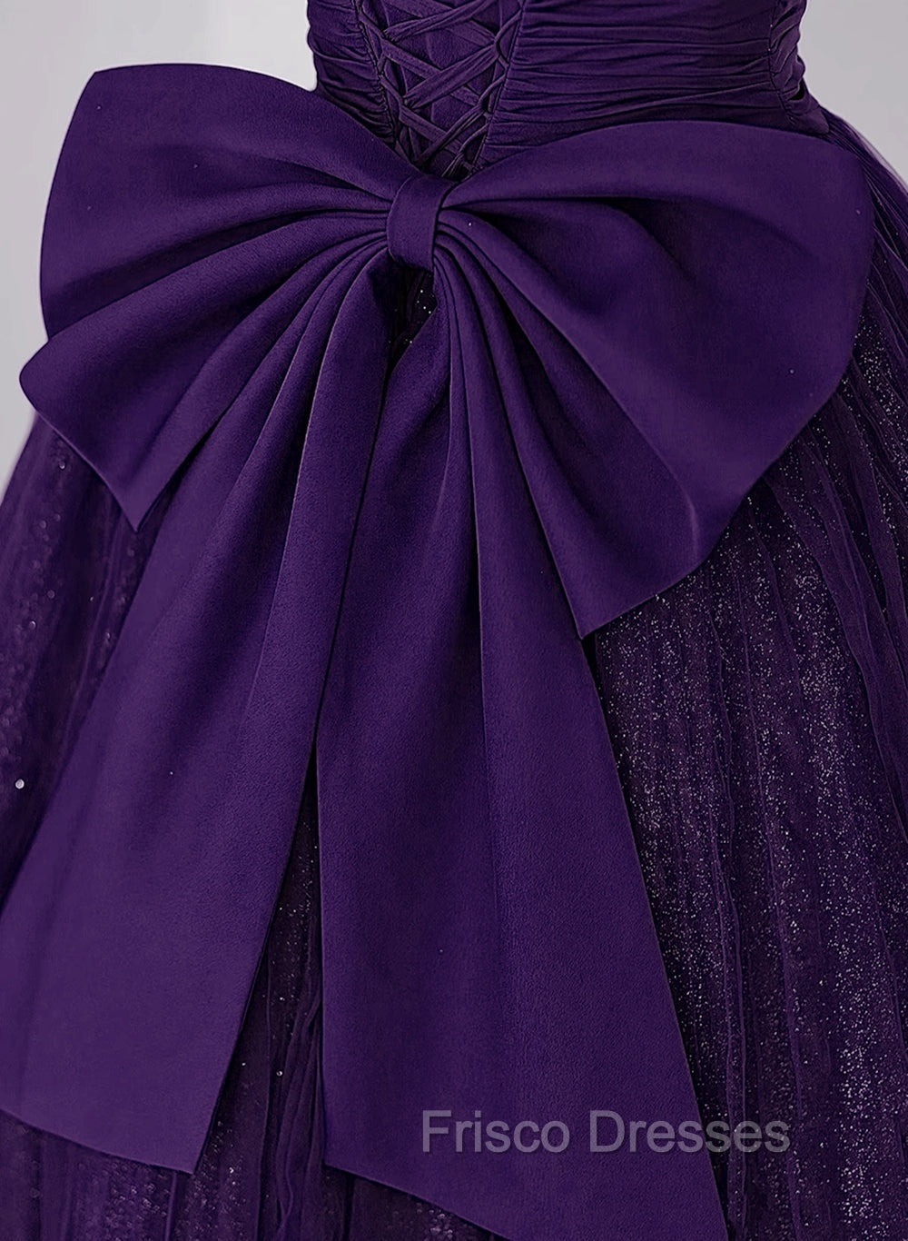 Dark Purple Tulle Scoop A-line Long Formal Dress, Dark Purple Evening Dress Formal Prom Dress
