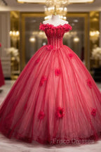 Dark Red Beading Formal Prom Dress With Corset, Off The Shoulder Short Sleeve Floor-Length Party Dress