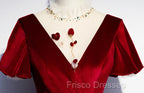 Dark Red Velvet Long Formal Prom Dress, Charming Formal Gown