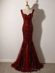 Sequin Evening Dresses Trumpet Mermaid Floor-Length Formal Party Gown for Women