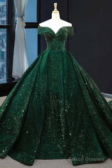 Deep Green Long Quinceanera Dresses Sweet 16 Prom Dress Pageant Dress