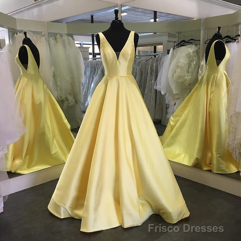 Deep V-Neck Long Satin Floor Length Prom Dress Backless Evening Gowns Secondary image