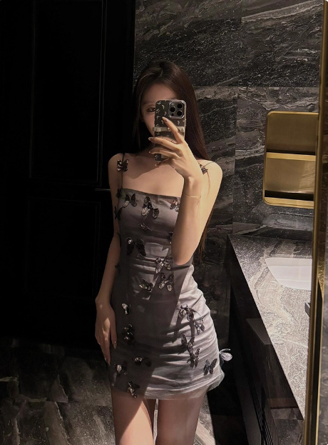 Design Gray Three-Dimensional Bow Suspenders Birthday Skirt Homecoming Dress Secondary image