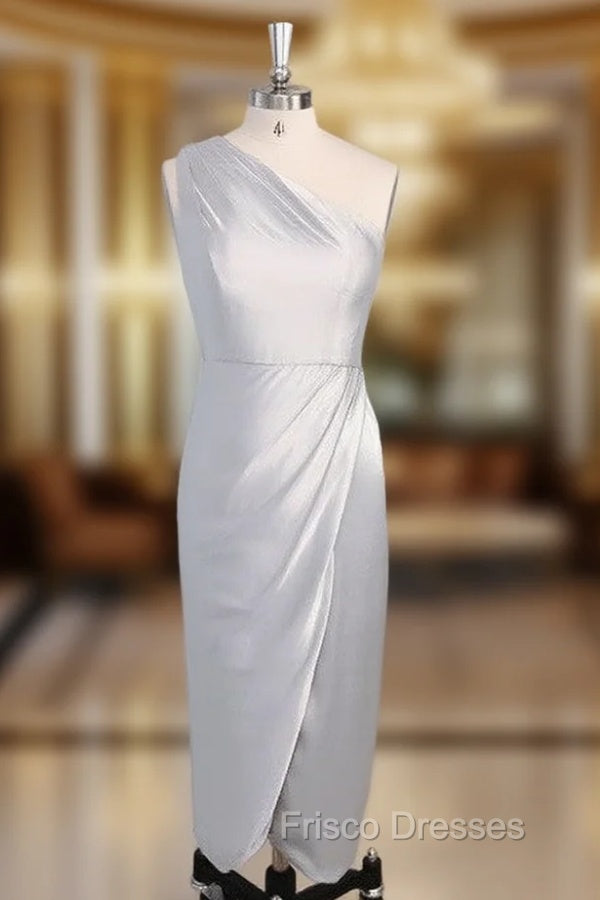 Designer Ruffles Sleeveless One Shoulder Asymmetrical Bridesmaid Dress Main image