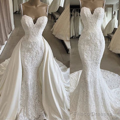 Detachable Skirt Wedding Dress, Lace Applique Wedding Dress, Formal Prom Dress