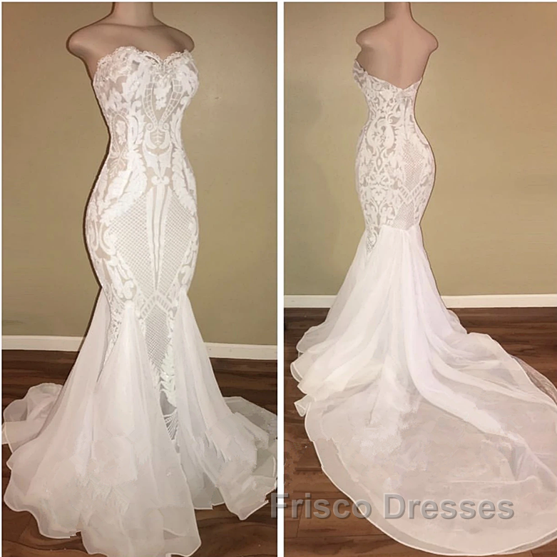 Different Sweetheart Mermaid White Summer Wedding Dress on Sale