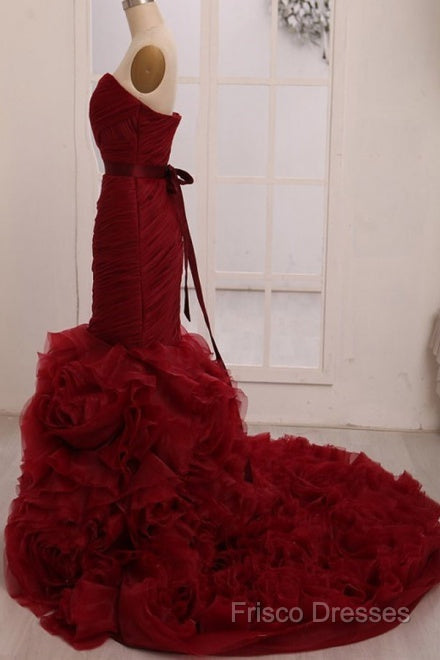 Dignified Trumpet/Mermaid Strapless Sweetheart Tiered Long Formal Prom Dress