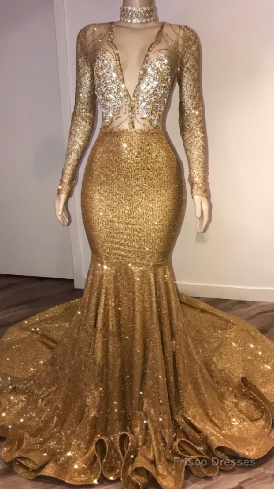 Black Girl Prom Dresses, Open Back Gold Prom Dresses, Cheap With Choke –  Frisco Dresses