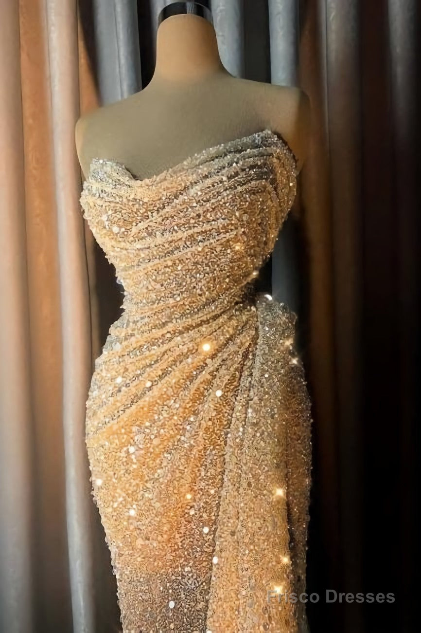 Stunning Off The Shoulder Sequin Form Fitting Prom Dresses Main image