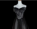 Dreamy Black A-Line Strapless Butterfly Tulle Long Ball Gown/Evening Dress