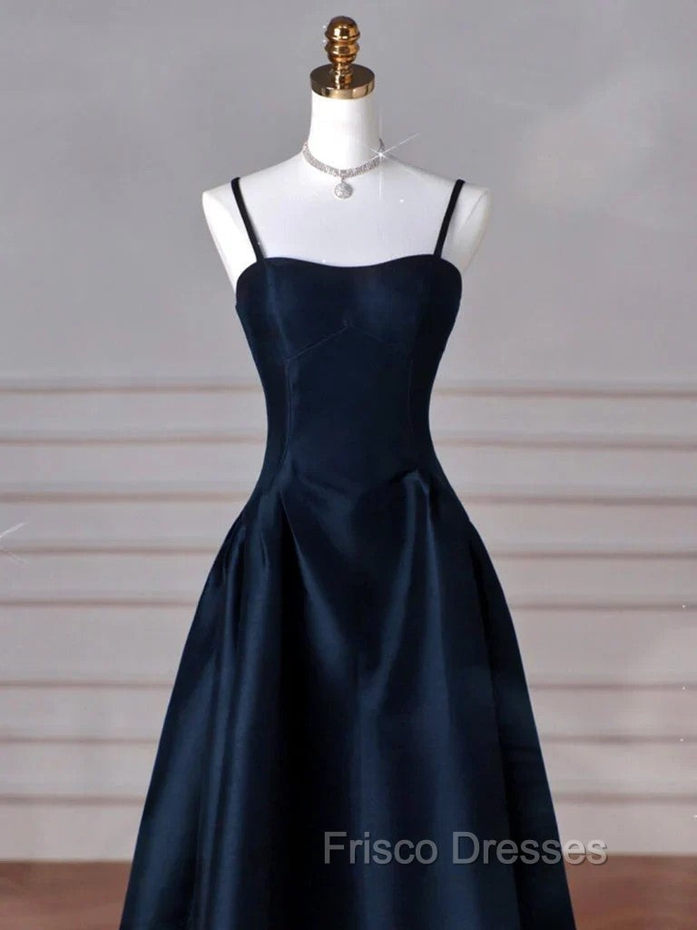 Dreamy Dark Blue Spaghetti Straps Satin Formal Prom Dress Secondary image